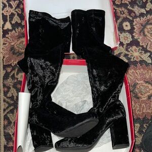 Carlos Rumer Hawa Black Velvet Over The Knee- High Boots Women size 10M.